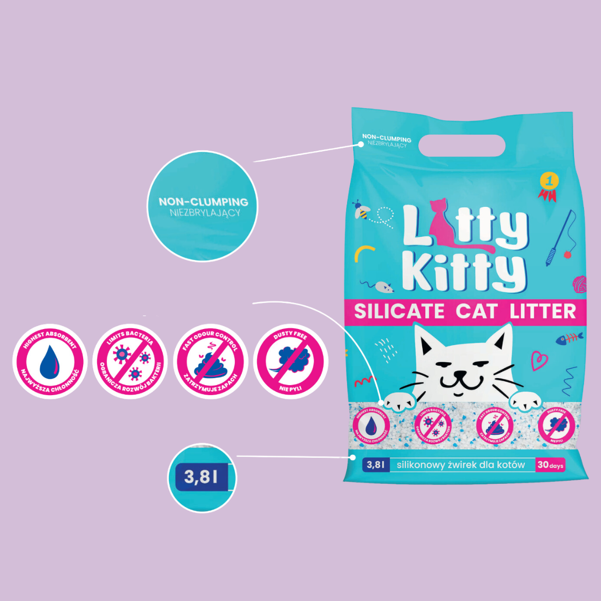 Litty Kitty Żwirek Silikatowy dla Kota